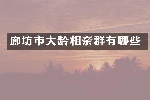 廊坊市大龄相亲群有哪些