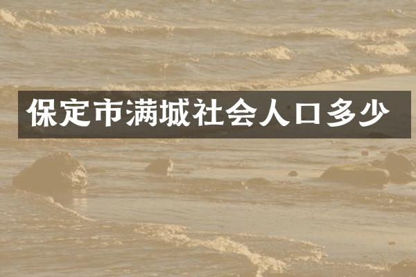 保定市满城社会人口多少