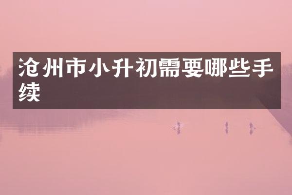 沧州市小升初需要哪些手续