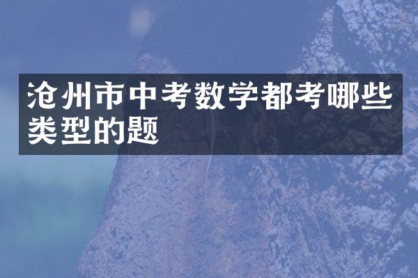 沧州市中考数学都考哪些类型的题