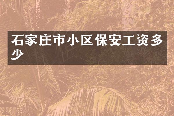 石家庄市小区保安工资多少