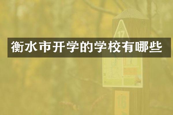 衡水市开学的学校有哪些