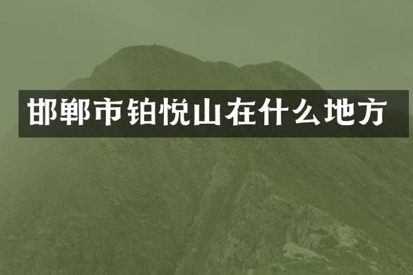 邯郸市铂悦山在什么地方