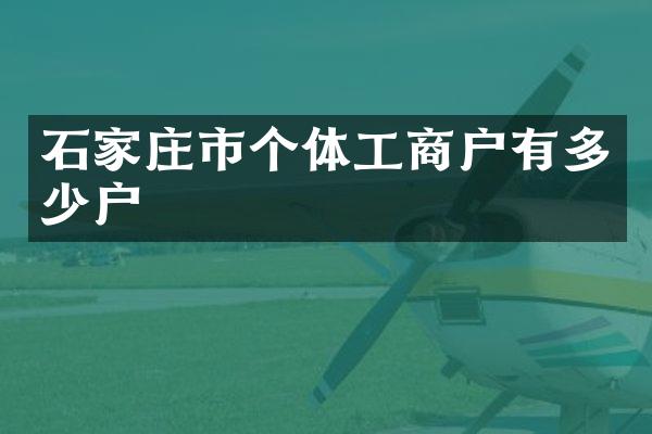 石家庄市个体工商户有多少户