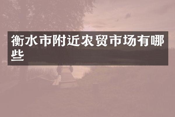 衡水市附近农贸市场有哪些