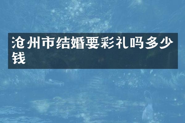 沧州市结婚要彩礼吗多少钱