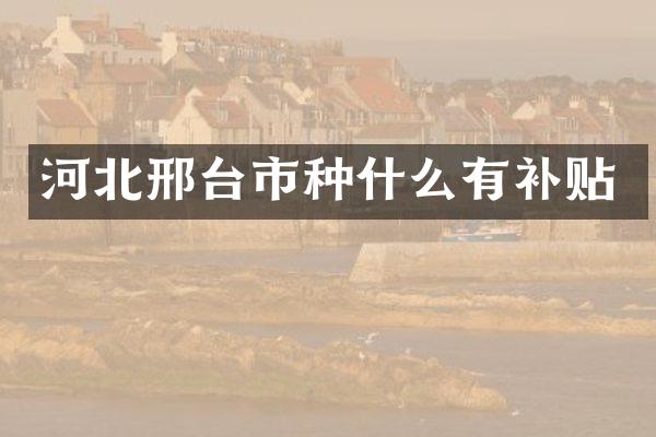 河北邢台市种什么有补贴
