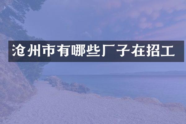 沧州市有哪些厂子在招工