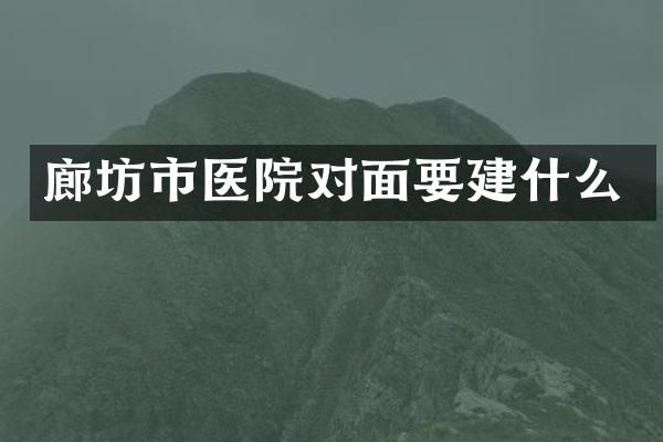 廊坊市医院对面要建什么