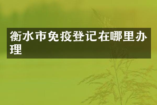 衡水市免疫登记在哪里办理