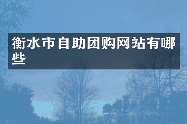 衡水市自助团购网站有哪些