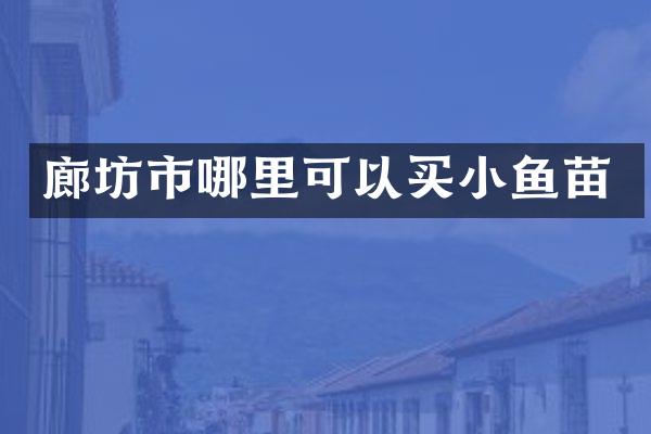 廊坊市哪里可以买小鱼苗