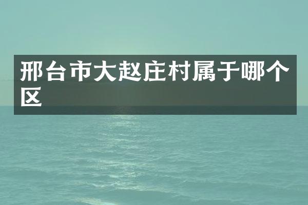 邢台市大赵庄村属于哪个区