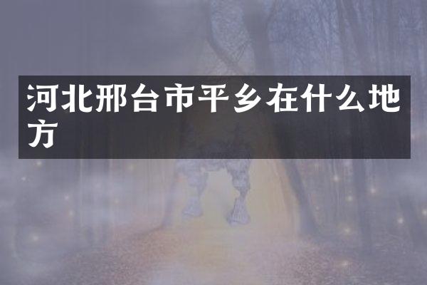 河北邢台市平乡在什么地方