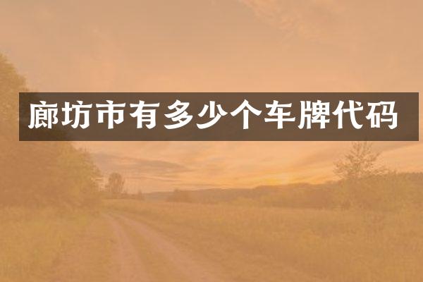 廊坊市有多少个车牌代码