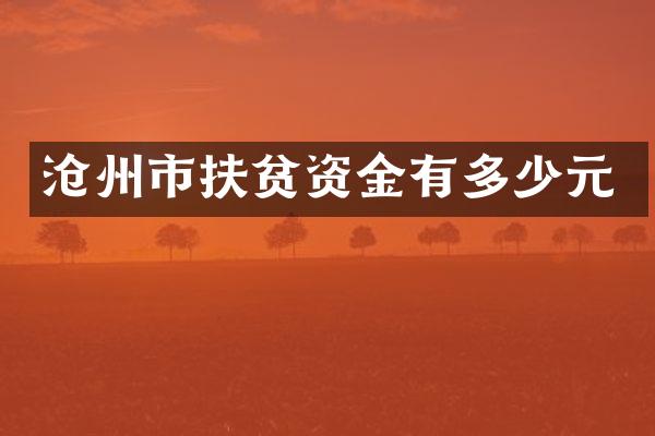 沧州市扶贫资金有多少元