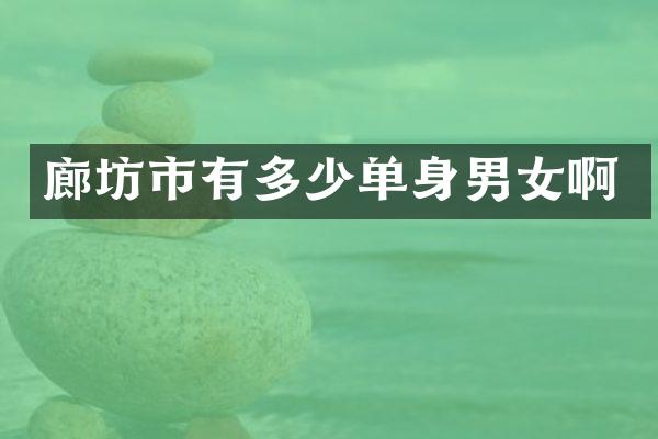 廊坊市有多少单身男女啊