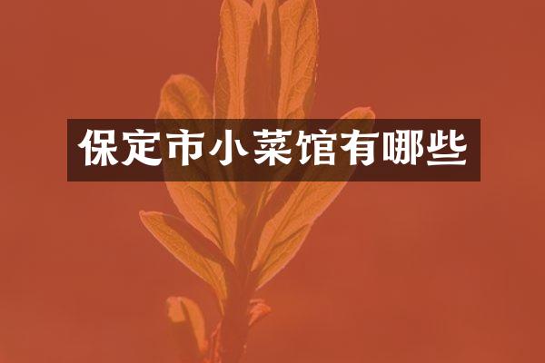 保定市小菜馆有哪些