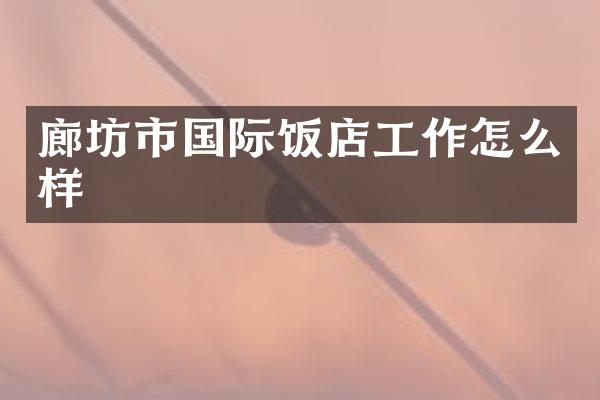 廊坊市国际饭店工作怎么样