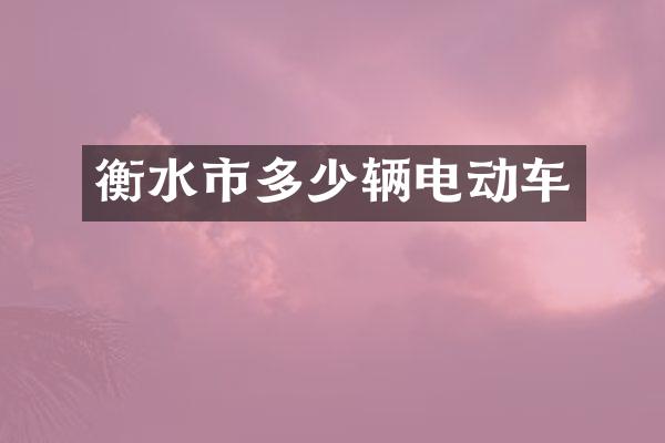 衡水市多少辆电动车