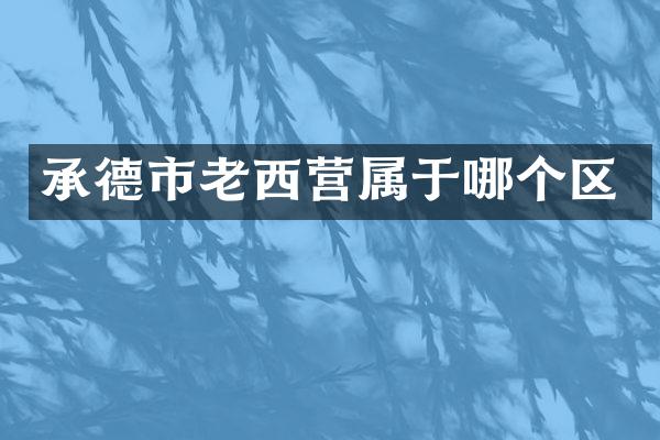 承德市老西营属于哪个区