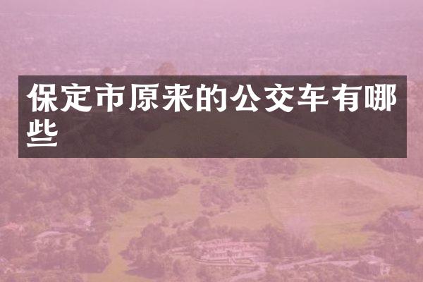 保定市原来的公交车有哪些