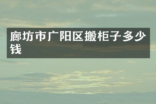 廊坊市广阳区搬柜子多少钱