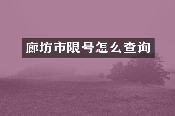 廊坊市限号怎么查询