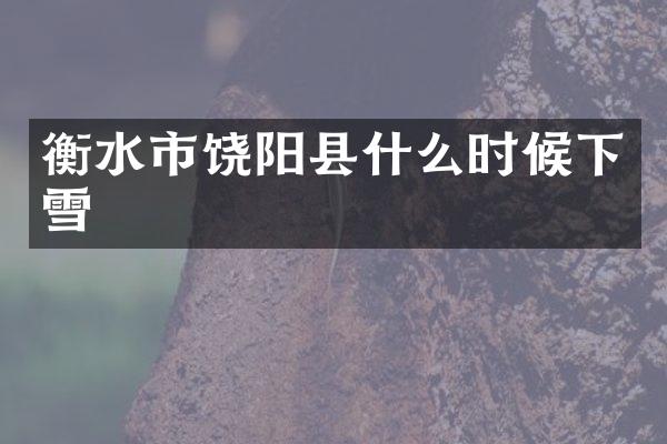 衡水市饶阳县什么时候下雪