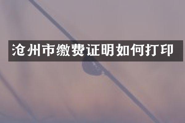 沧州市缴费证明如何打印