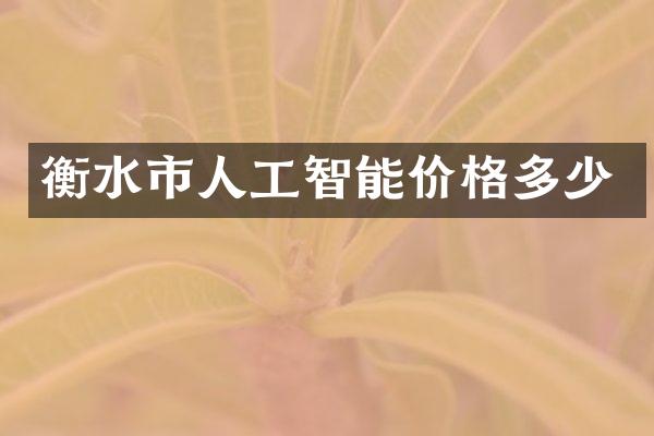 衡水市人工智能价格多少