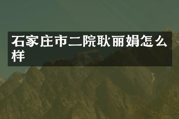 石家庄市二院耿丽娟怎么样