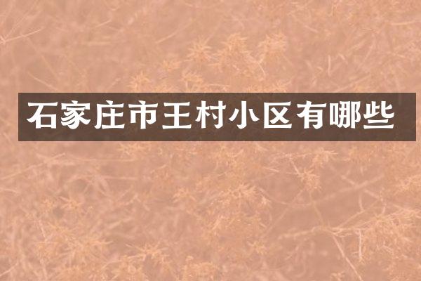 石家庄市王村小区有哪些