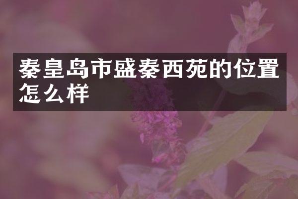 秦皇岛市盛秦西苑的位置怎么样