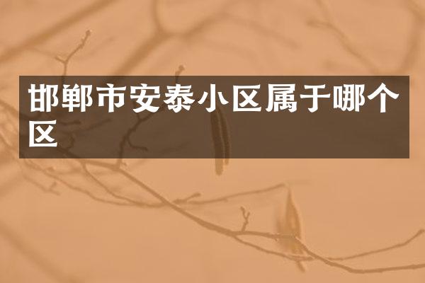 邯郸市安泰小区属于哪个区