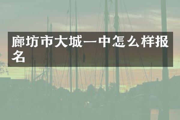 廊坊市大城一中怎么样报名