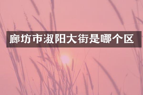 廊坊市淑阳大街是哪个区