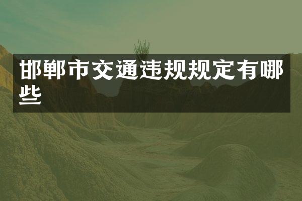 邯郸市交通违规规定有哪些