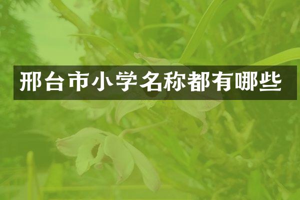 邢台市小学名称都有哪些