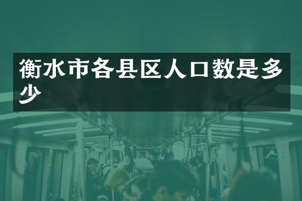 衡水市各县区人口数是多少