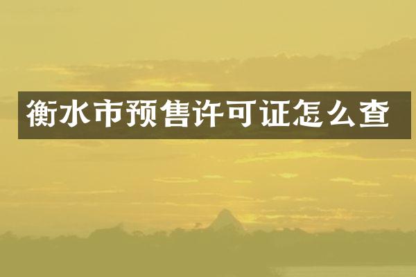 衡水市预售许可证怎么查