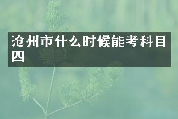 沧州市什么时候能考科目四