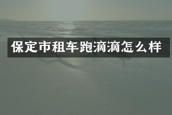 保定市租车跑滴滴怎么样
