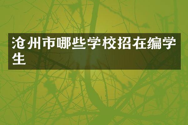 沧州市哪些学校招在编学生