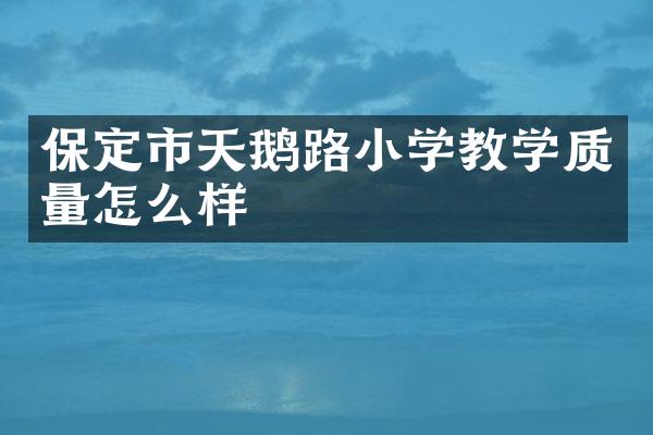 保定市天鹅路小学教学质量怎么样