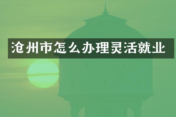 沧州市怎么办理灵活就业