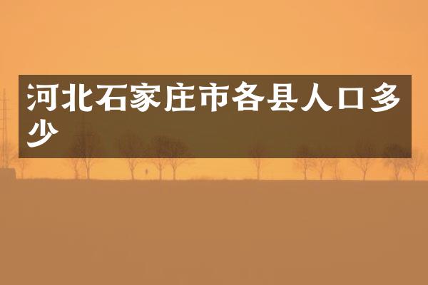 河北石家庄市各县人口多少