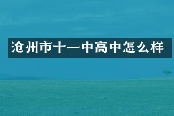 沧州市十一中高中怎么样