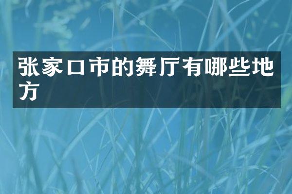 张家口市的舞厅有哪些地方