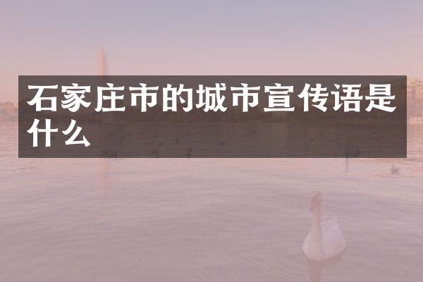 石家庄市的城市宣传语是什么